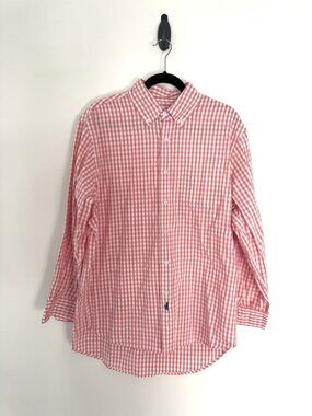 johnnie-O Mens XL Coral Gingham Button Down Shirt Preppy Golf Coastal Classic